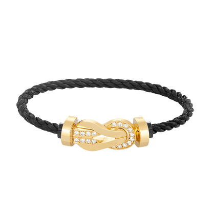 [Luxe]CHANCE LARGE 8 FIGURE BUCKLE HALF DIAMOND BRACELET GOLD