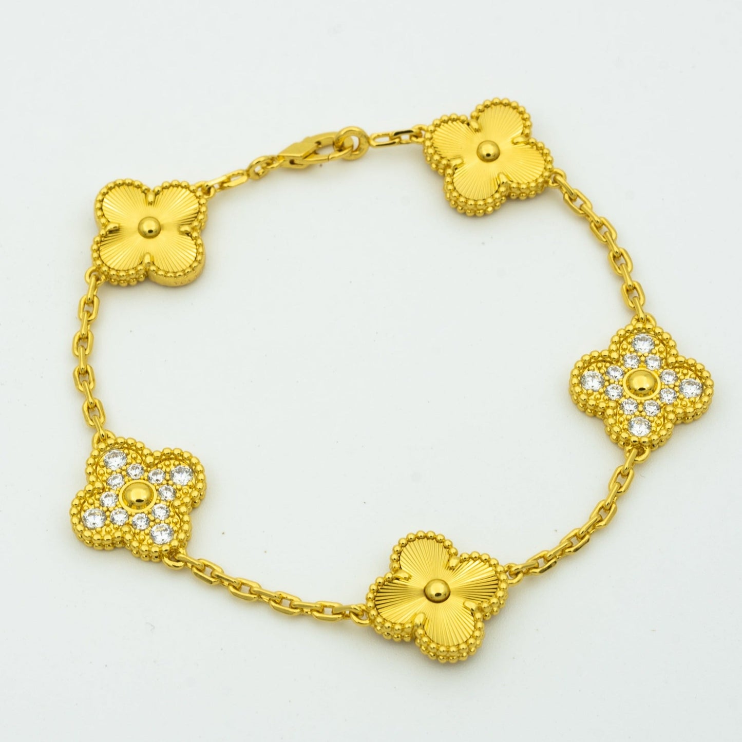 [Luxe]CLOVER BRACELET 5 MOTIFS GOLD DIAMOND