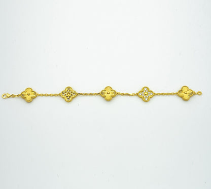 [Luxe]CLOVER BRACELET 5 MOTIFS GOLD DIAMOND