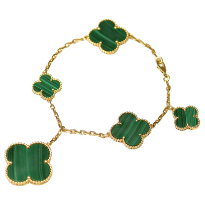 [Luxe]MAGIC CLOVER MALACHITE GOLD BRACELET 5 MOTIFS