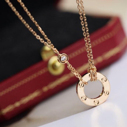 [Luxe]LOVE NECKLACE ADJUSTABLE ROSE GOLD 2 DIAMOND