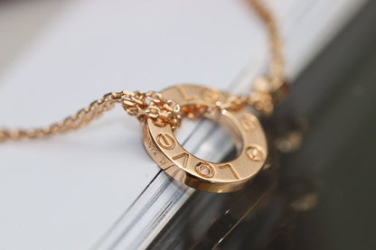 [Luxe]LOVE NECKLACE ADJUSTABLE ROSE GOLD 2 DIAMOND