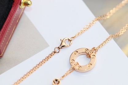 [Luxe]LOVE NECKLACE ADJUSTABLE ROSE GOLD 2 DIAMOND