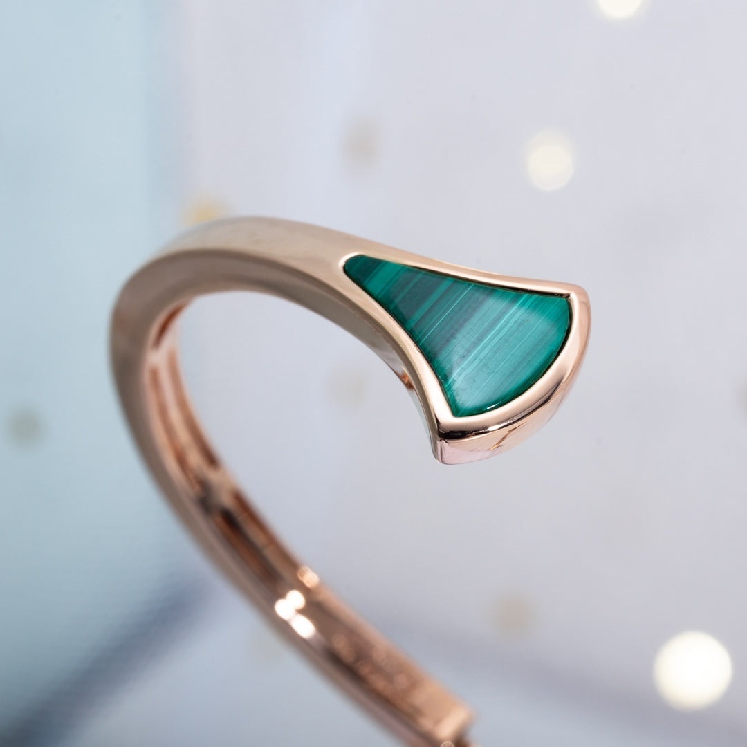 [Luxe]DREAM BRACELET OPEN MALACHITE PINK GOLD