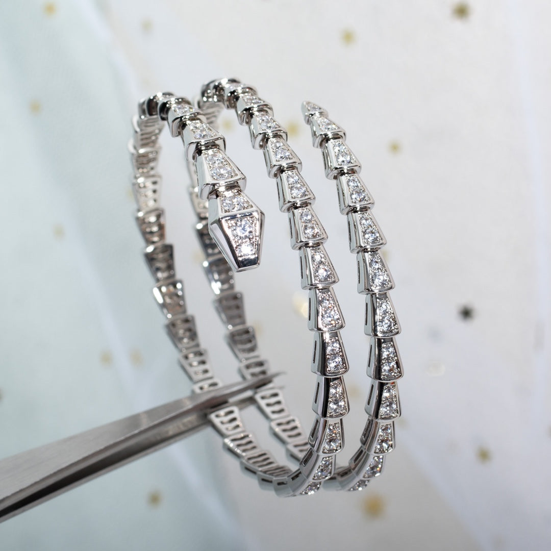 [Luxe]SERPENTI BRACELET SILVER DIAMOND DOUBLE ROW