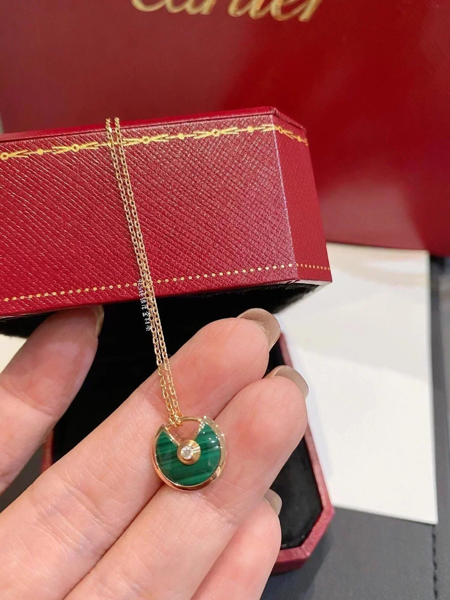 [Luxe]AMULETTE ROSE GOLD MALACHITE NECKLACE