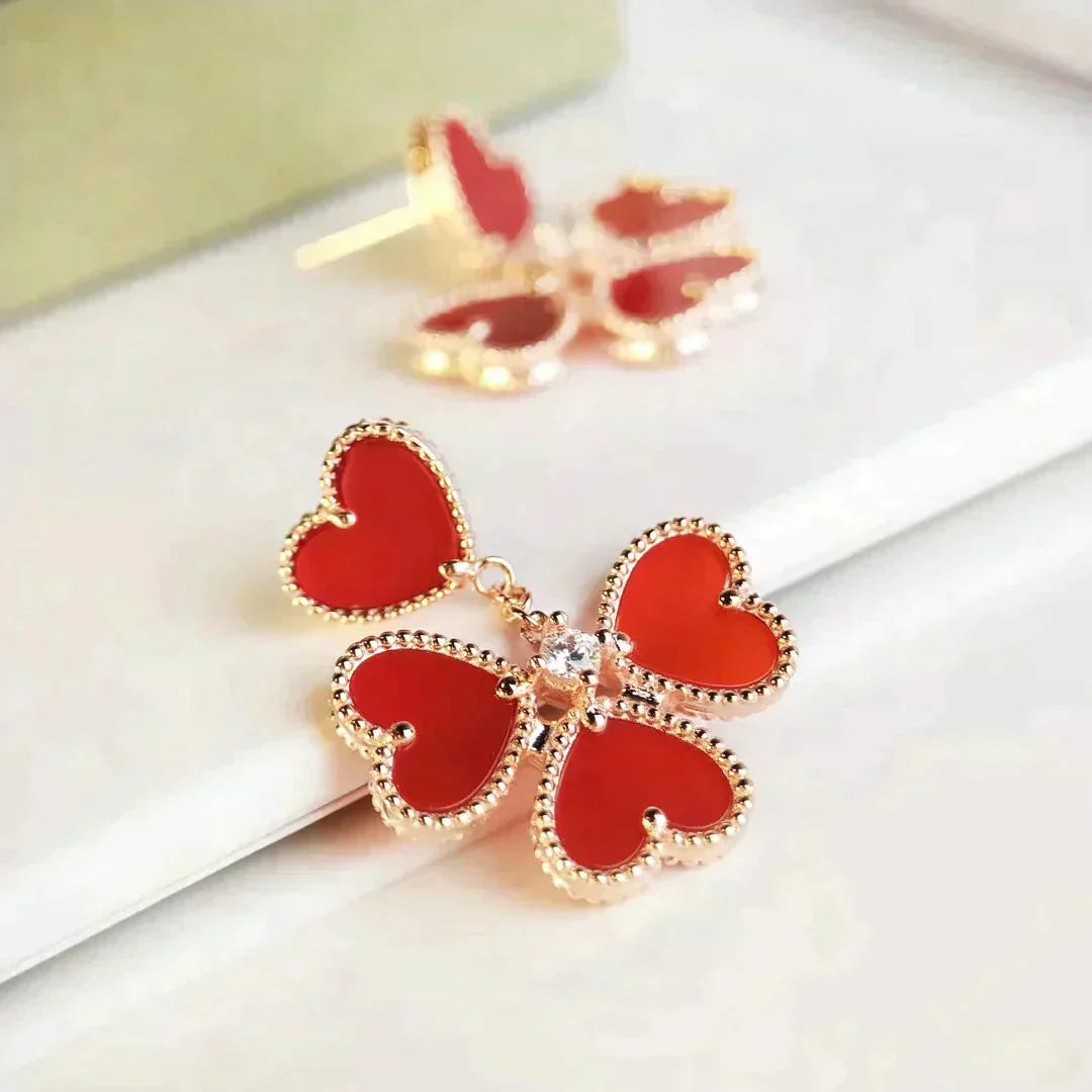 [Luxe]SWEET CLOVER CARNELIAN EARRINGS