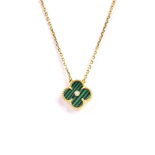 [Luxe]CLOVER 15MM DIAMOND TURQUOISE NECKLACE