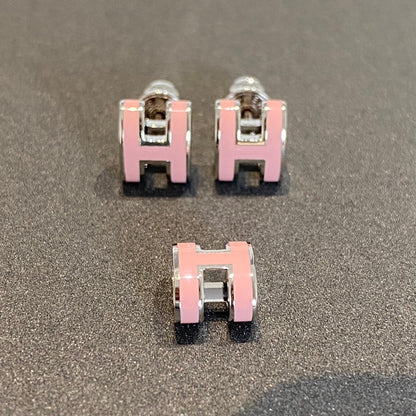 [Luxe]MINI POP H SILVER EARRINGS PINK