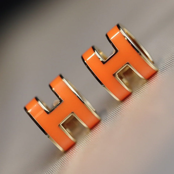 [Luxe]MINI POP H EARRINGS ORANGE