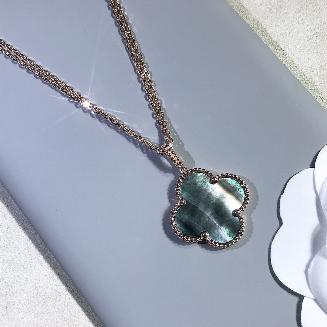 [Luxe]CLOVER 25MM GOLD DARK MOP BIG CLOVER NECKLACE