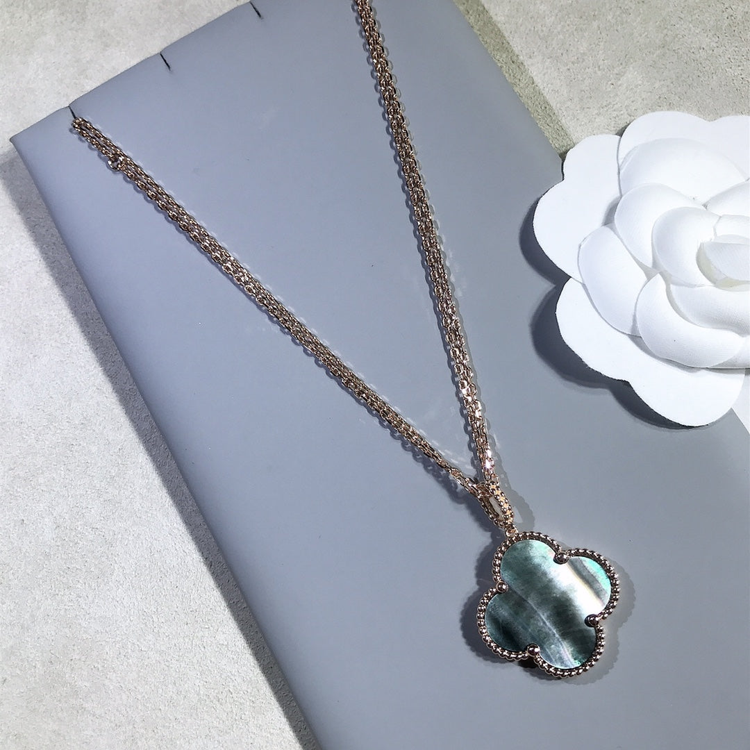 [Luxe]CLOVER 25MM GOLD DARK MOP BIG CLOVER NECKLACE