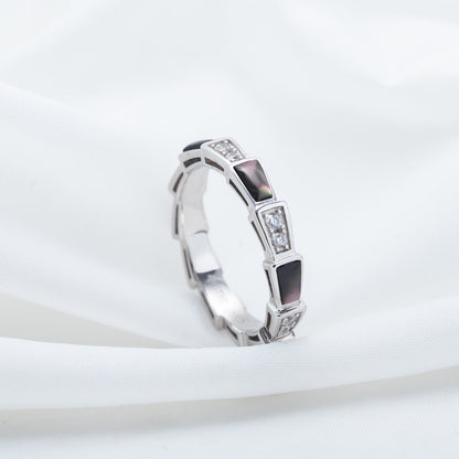 [Luxe]SERPENTI RING SILVER  DIAMOND BLACK MOP 3MM