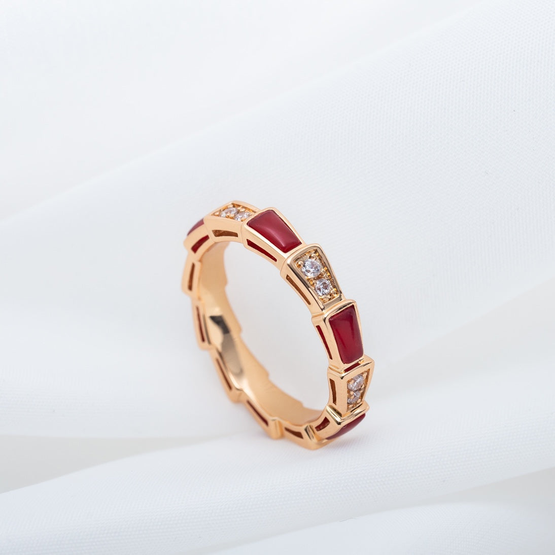 [Luxe]SERPENTI RING PINK GOLD CARNELIAN DIAMOND 3MM