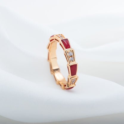 [Luxe]SERPENTI RING PINK GOLD CARNELIAN DIAMOND 3MM