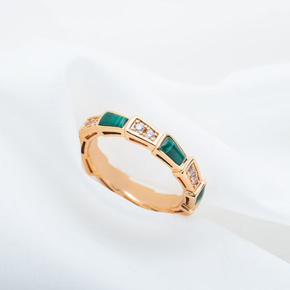 [Luxe]SERPENTI RING PINK GOLD MALACHITE DIAMOND 3MM