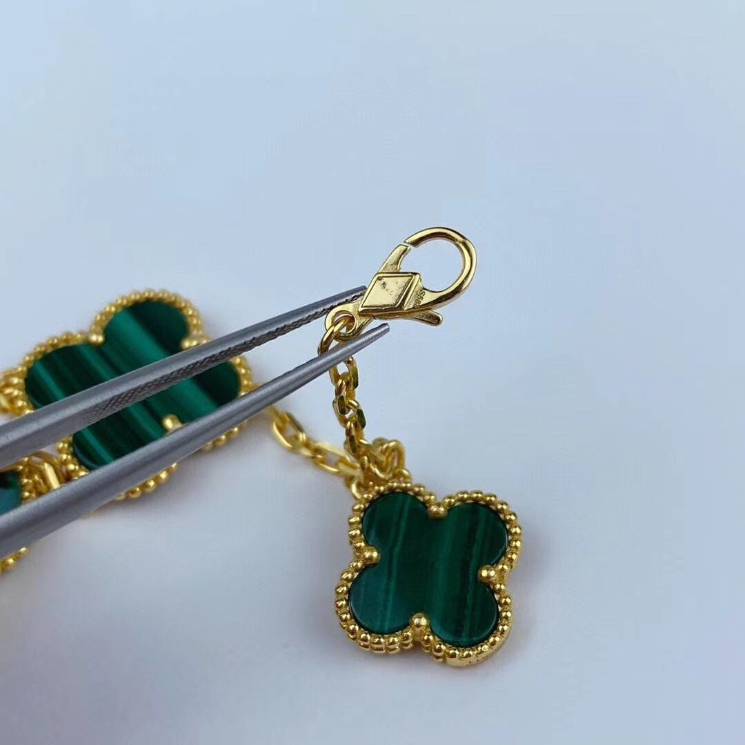 [Luxe]MAGIC CLOVER MALACHITE GOLD BRACELET 5 MOTIFS