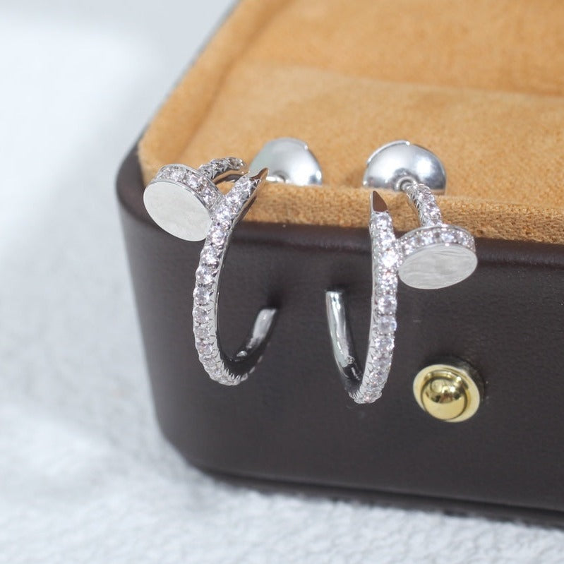 [Luxe]JUSTE EARRINGS 12.75MM SILVER DIAMOND