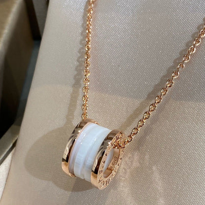 [Luxe]ZERO 1 WHITE CERAMIC PINK GOLD NECKLACE