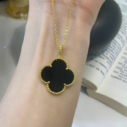 [Luxe]CLOVER 25MM NECKLACE GOLD ONYX