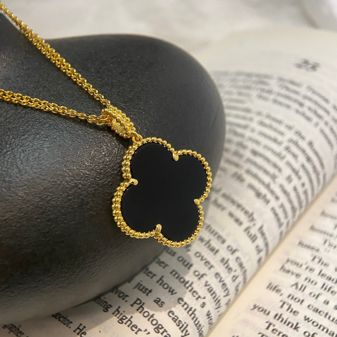 [Luxe]CLOVER 25MM NECKLACE GOLD ONYX