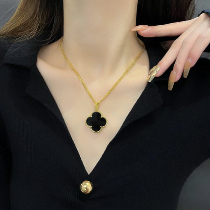 [Luxe]CLOVER 25MM NECKLACE GOLD ONYX