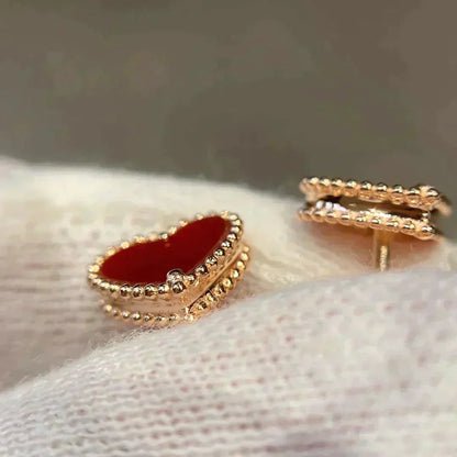 [Luxe]HEART CARNELIAN STUD EARRINGS