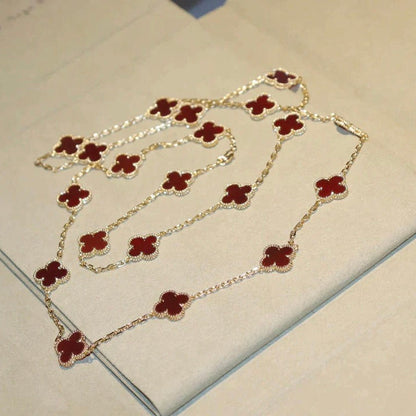 [Luxe]CLOVER 20 MOTIFS CARNELIAN NECKLACE