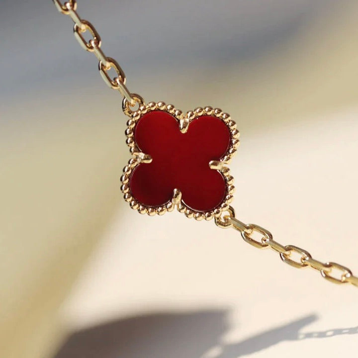 [Luxe]CLOVER 20 MOTIFS CARNELIAN NECKLACE