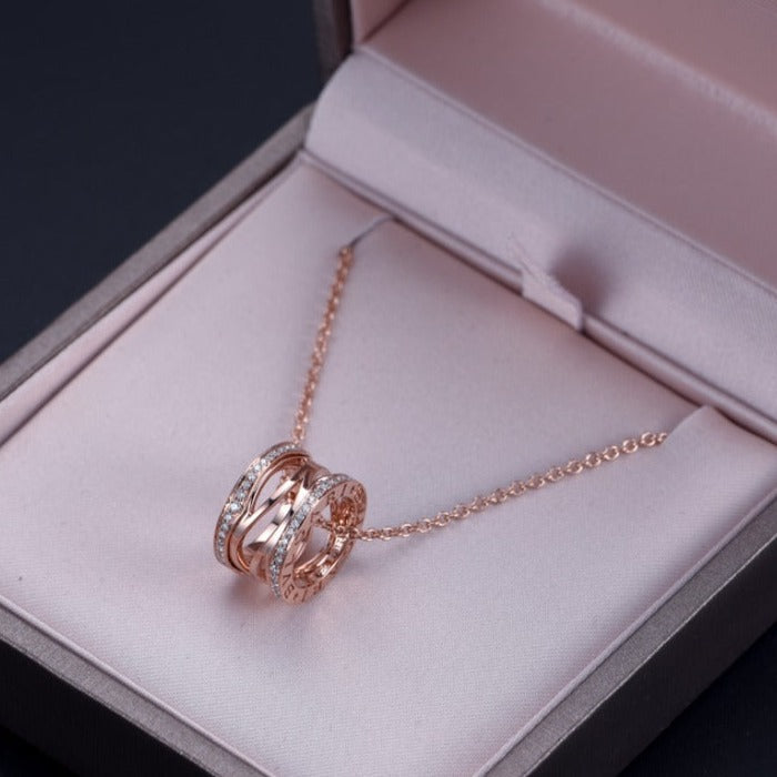 [Luxe]ZERO 1 PINK GOLD DIAMOND OPEN NECKLACE