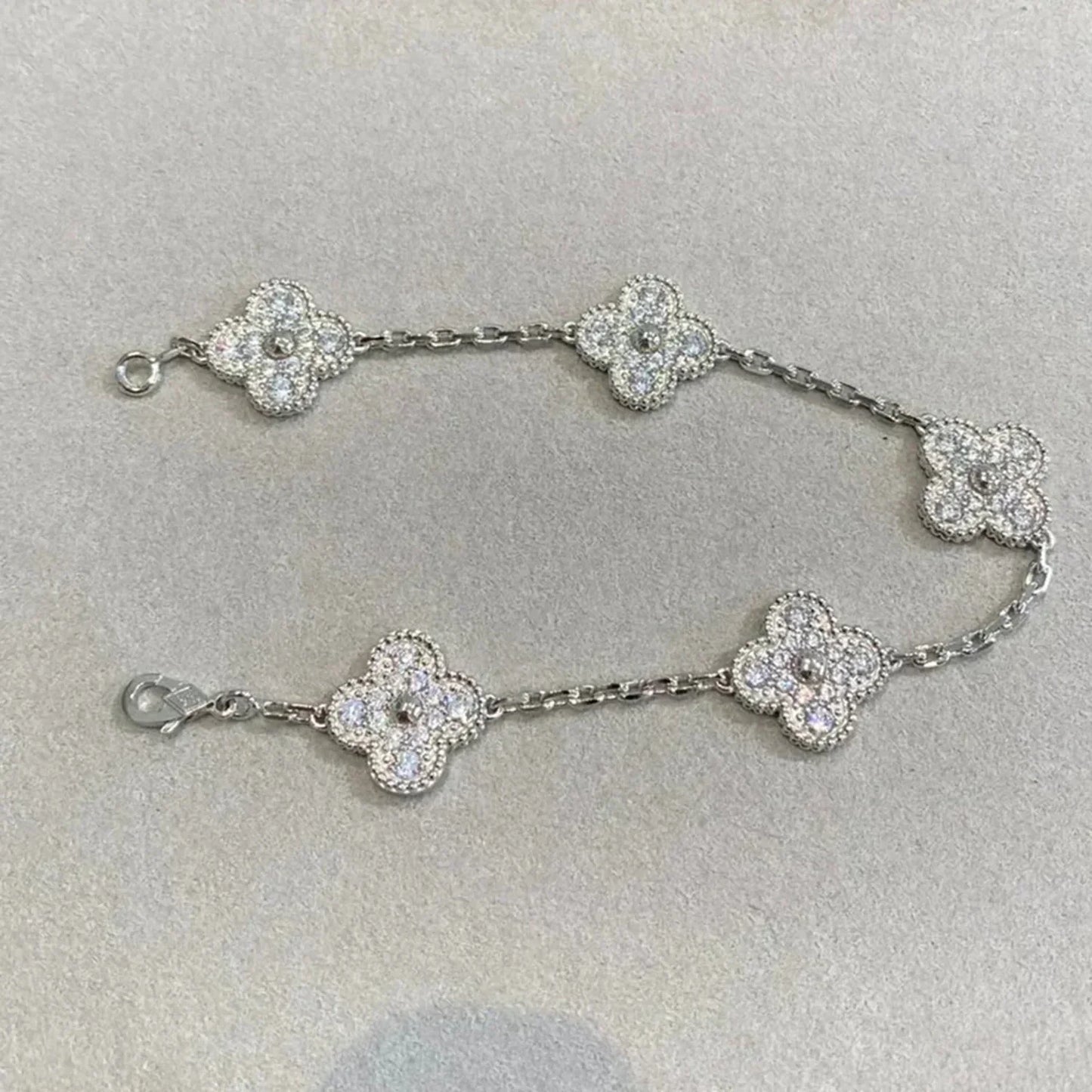 [Luxe]CLOVER 5 MOTIFS  DIAMOND BRACELET SILVER