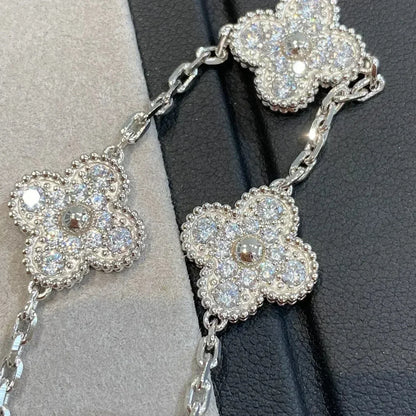 [Luxe]CLOVER 5 MOTIFS  DIAMOND BRACELET SILVER