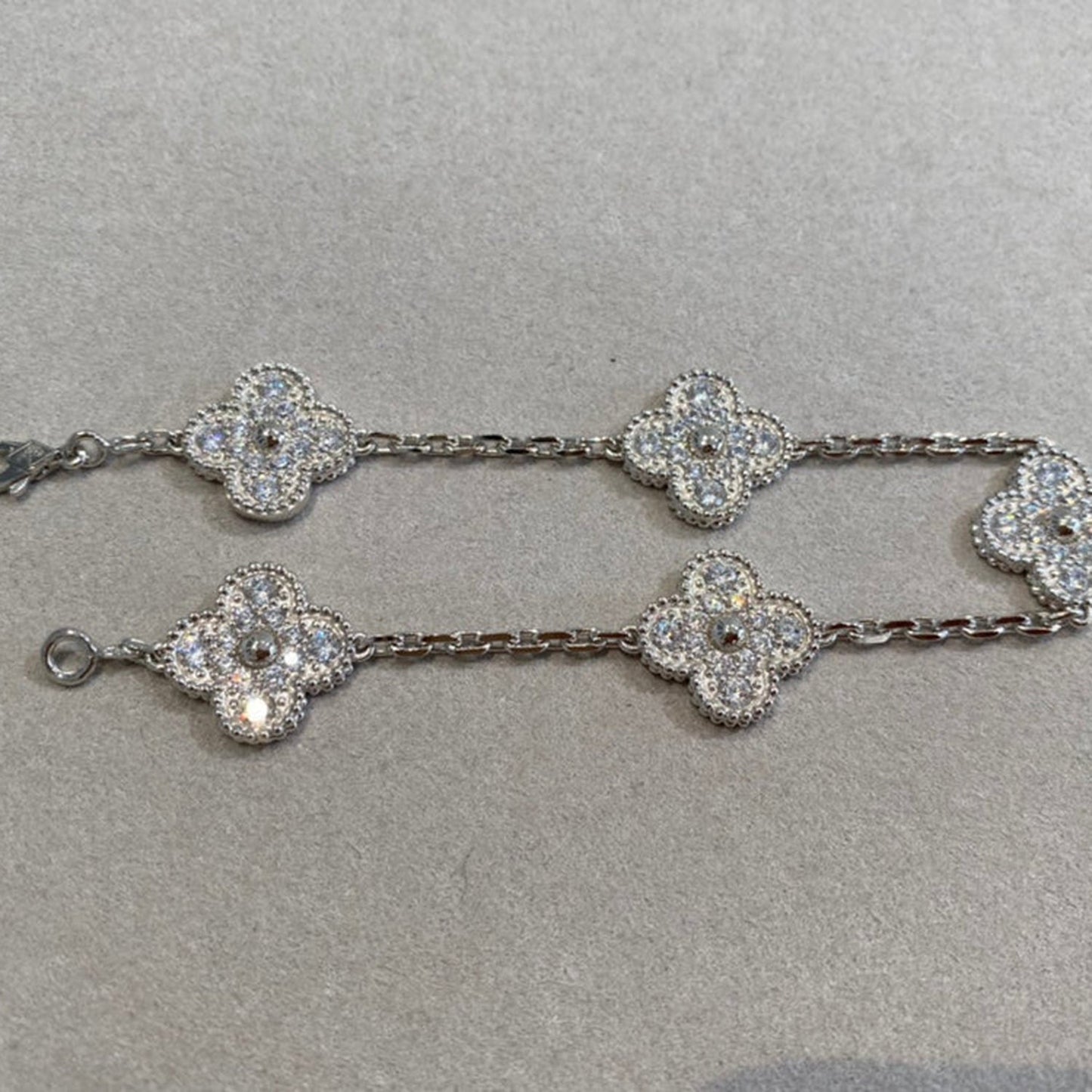 [Luxe]CLOVER 5 MOTIFS  DIAMOND BRACELET SILVER