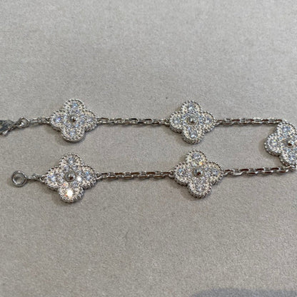 [Luxe]CLOVER 5 MOTIFS  DIAMOND BRACELET SILVER