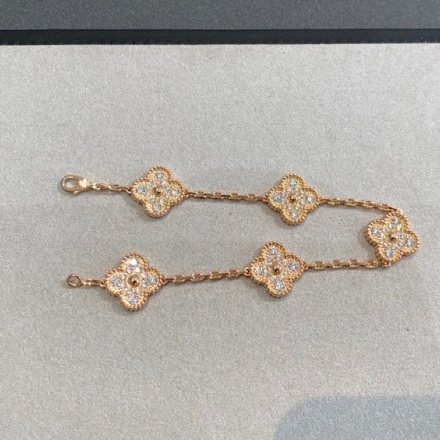 [Luxe]CLOVER 5 MOTIFS  FULL DIAMOND BRACELET