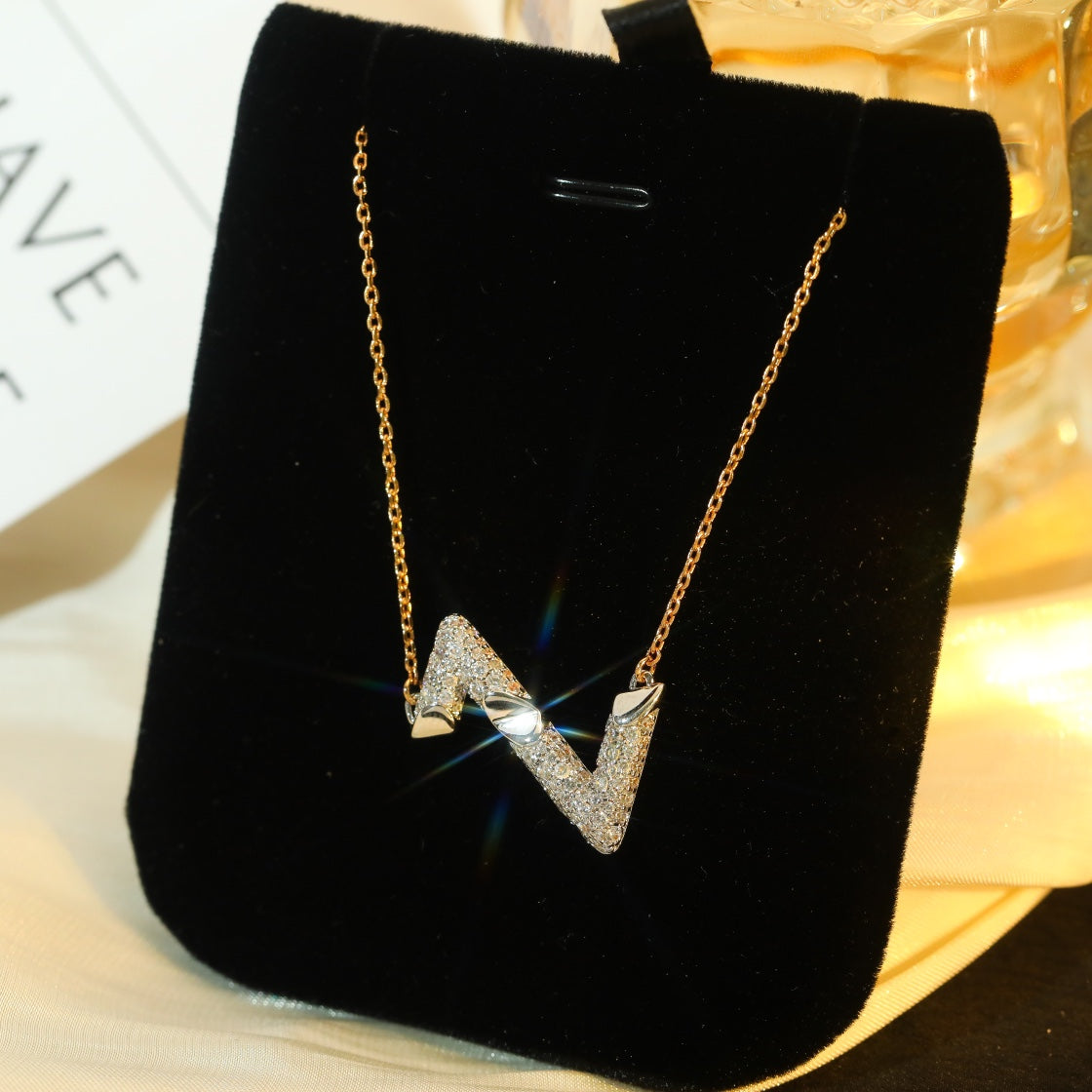 [Luxe]VOLT SILVER DIAMOND PEDANT NECKLACE