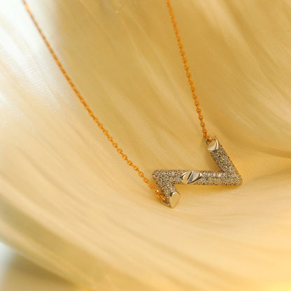 [Luxe]VOLT SILVER DIAMOND PEDANT NECKLACE