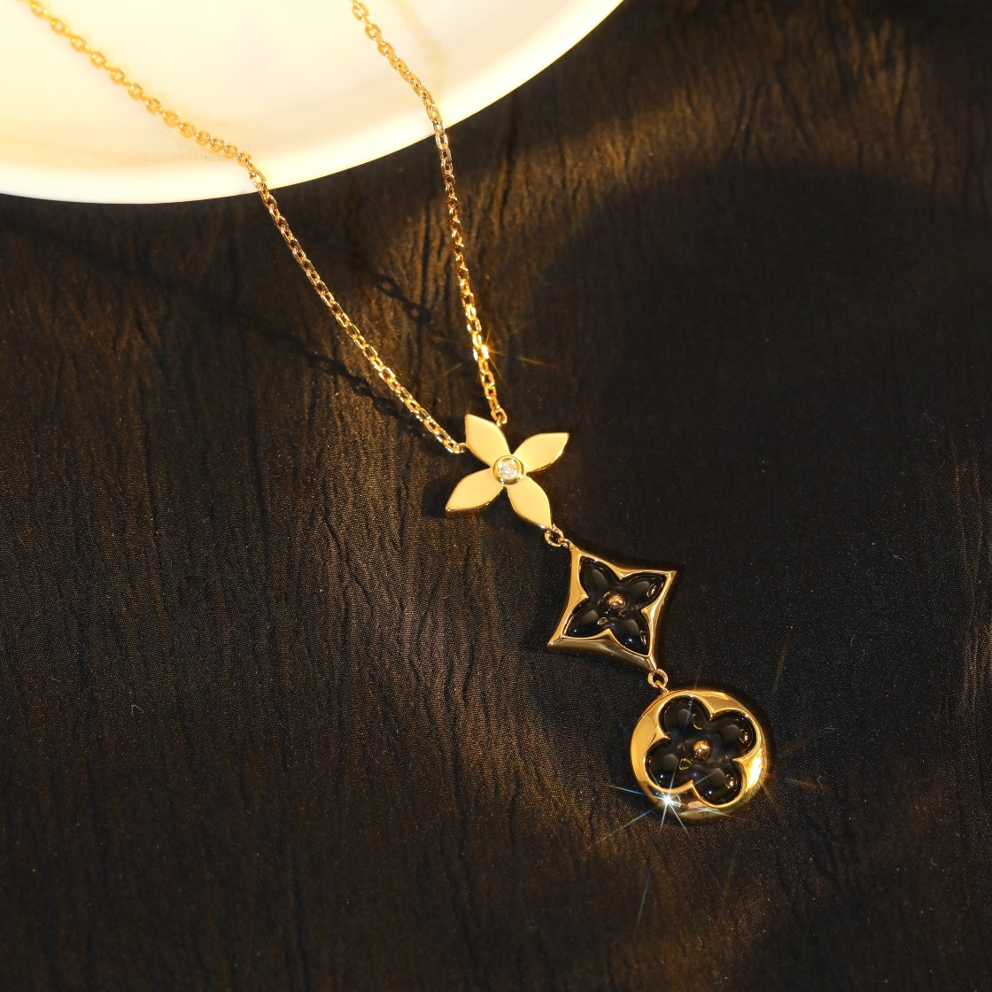 [Luxe]STAR AND SUN ONYX PINK GOLD NECKLACE