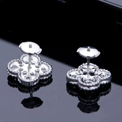 [Luxe]CLOVER 1 MOTIFS DIAMOND STUD EARRINGS SILVER