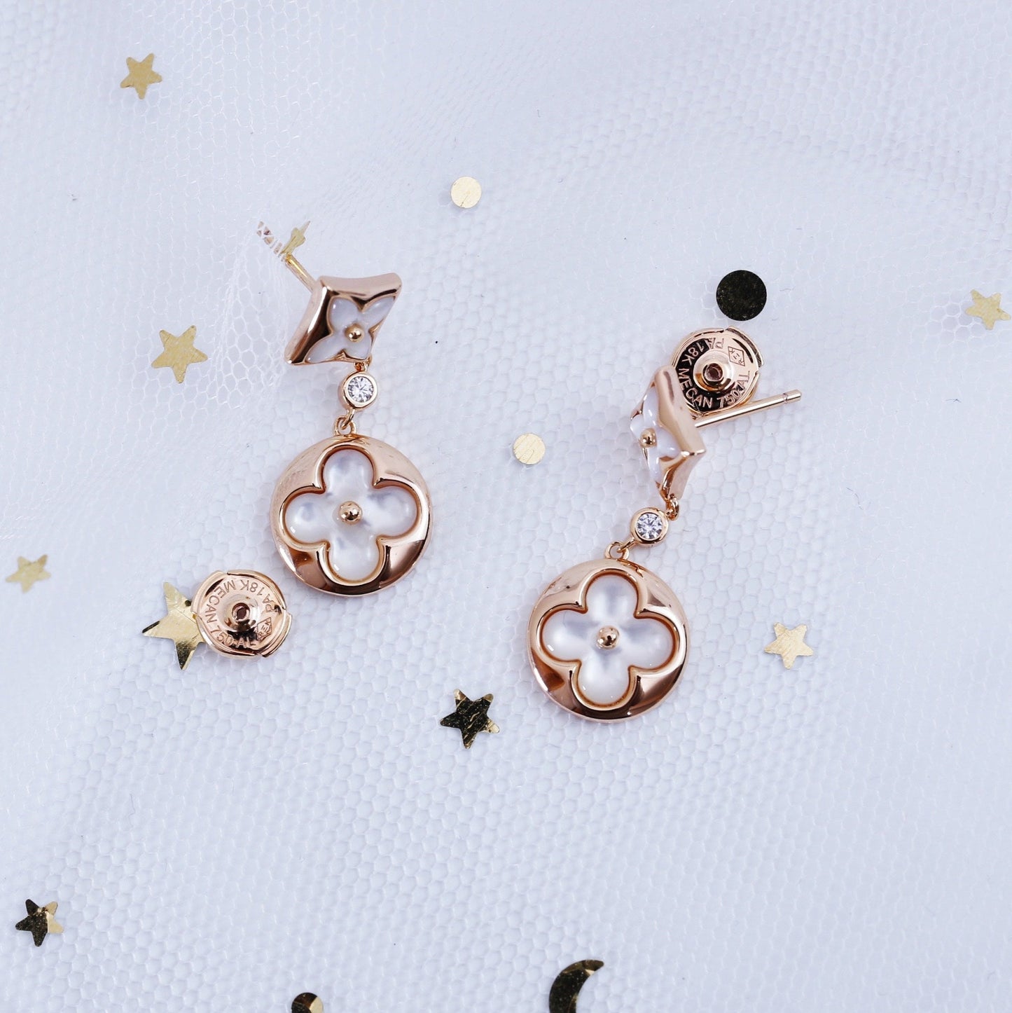 [Luxe]STAR AND SUN PINK GOLD MOP DROP EARRINGS