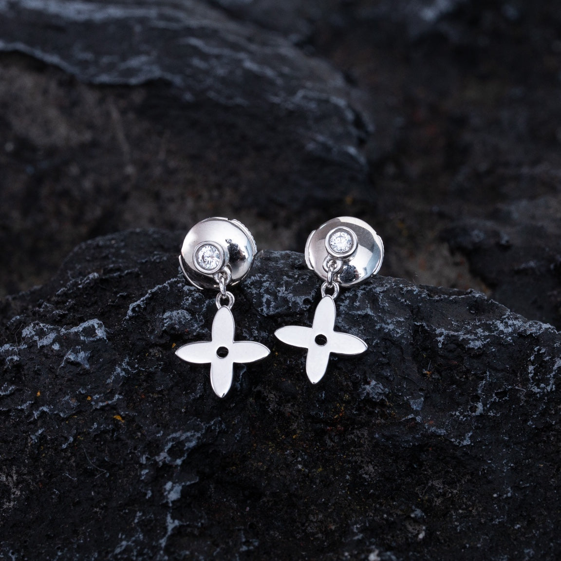 [Luxe]VIDYLLE SILVER DIAMOND MINI DROP EARRINGS