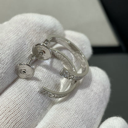 [Luxe]LOVE DIAMOND SILVER HOOP EARRINGS