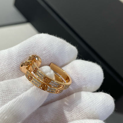 [Luxe]LOVE DIAMOND PINK GOLD HOOP EARRINGS