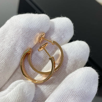 [Luxe]LOVE DIAMOND PINK GOLD HOOP EARRINGS