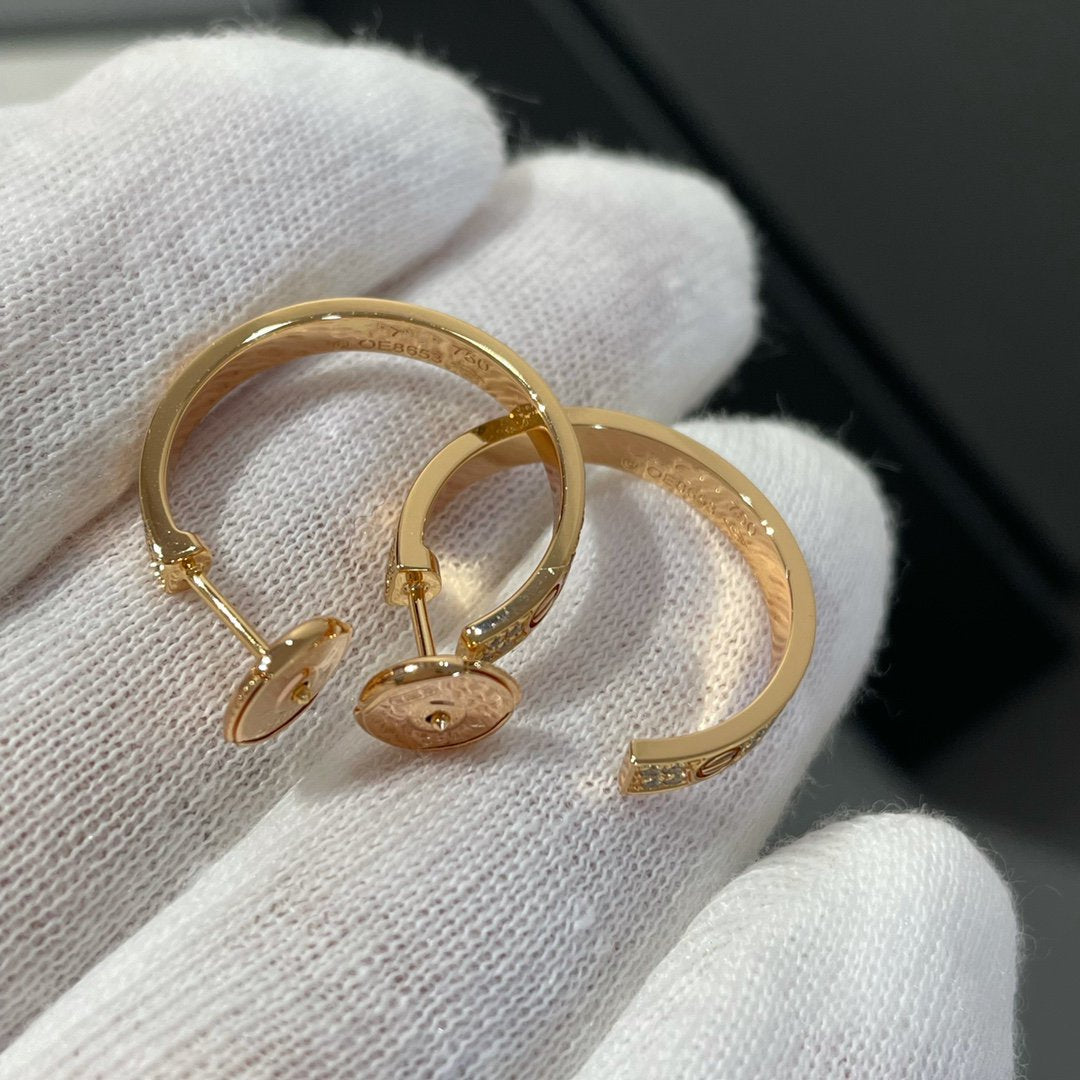 [Luxe]LOVE DIAMOND PINK GOLD HOOP EARRINGS