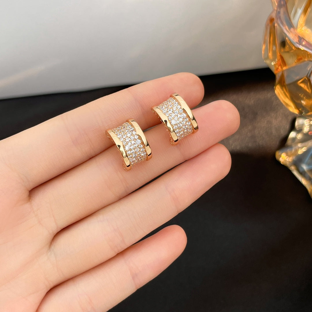 [Luxe]ZERO 1 DIAMOND PAVED EARRINGS