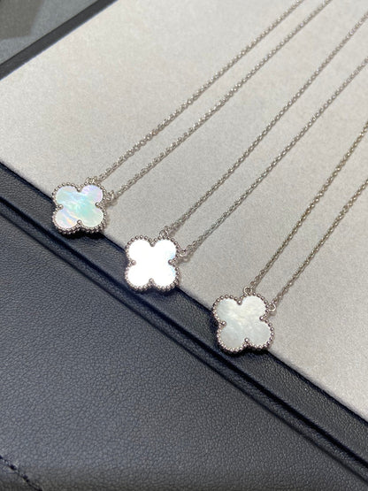 [Luxe]CLOVER MEDIUM SILVER WHITE MOP NECKLACE