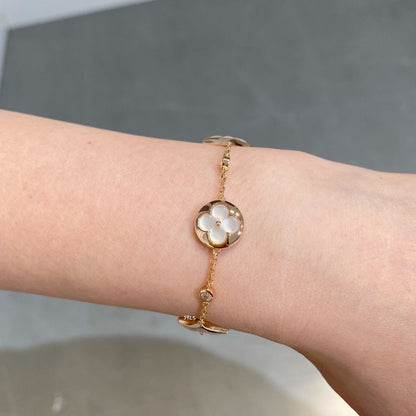 [Luxe]STAR AND SUN 4 MOTIF WHITE MOP PINK GOLD BRACELET