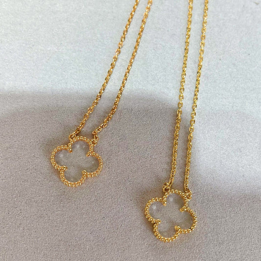 [Luxe]CLOVER ROCK CRYSTAL ROSE GOLD NECKLACE