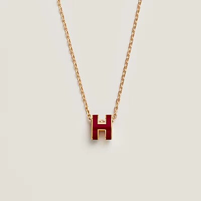 [Luxe]HM CLIC RED ENAMEL GOLD NECKLACE